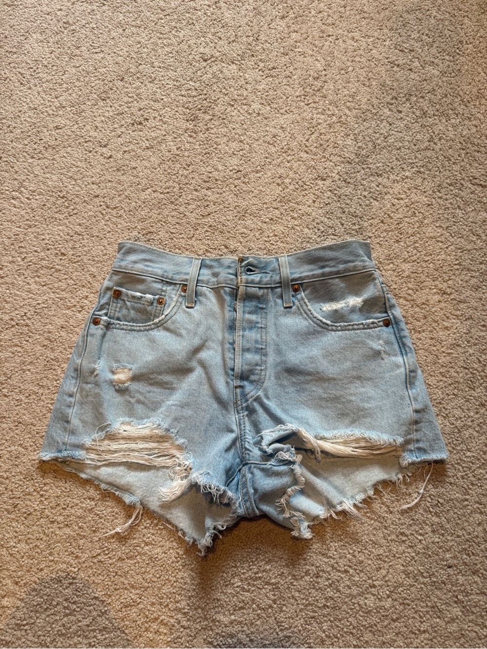 Levi's Light Blue 501 High-Waist Denim Shorts